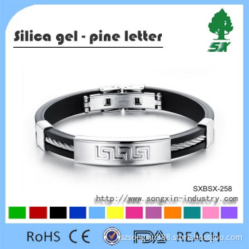 Handmade and length adjustable stainless steel Jewellery/Top Grade silicone bracelet&Bangles with 316L